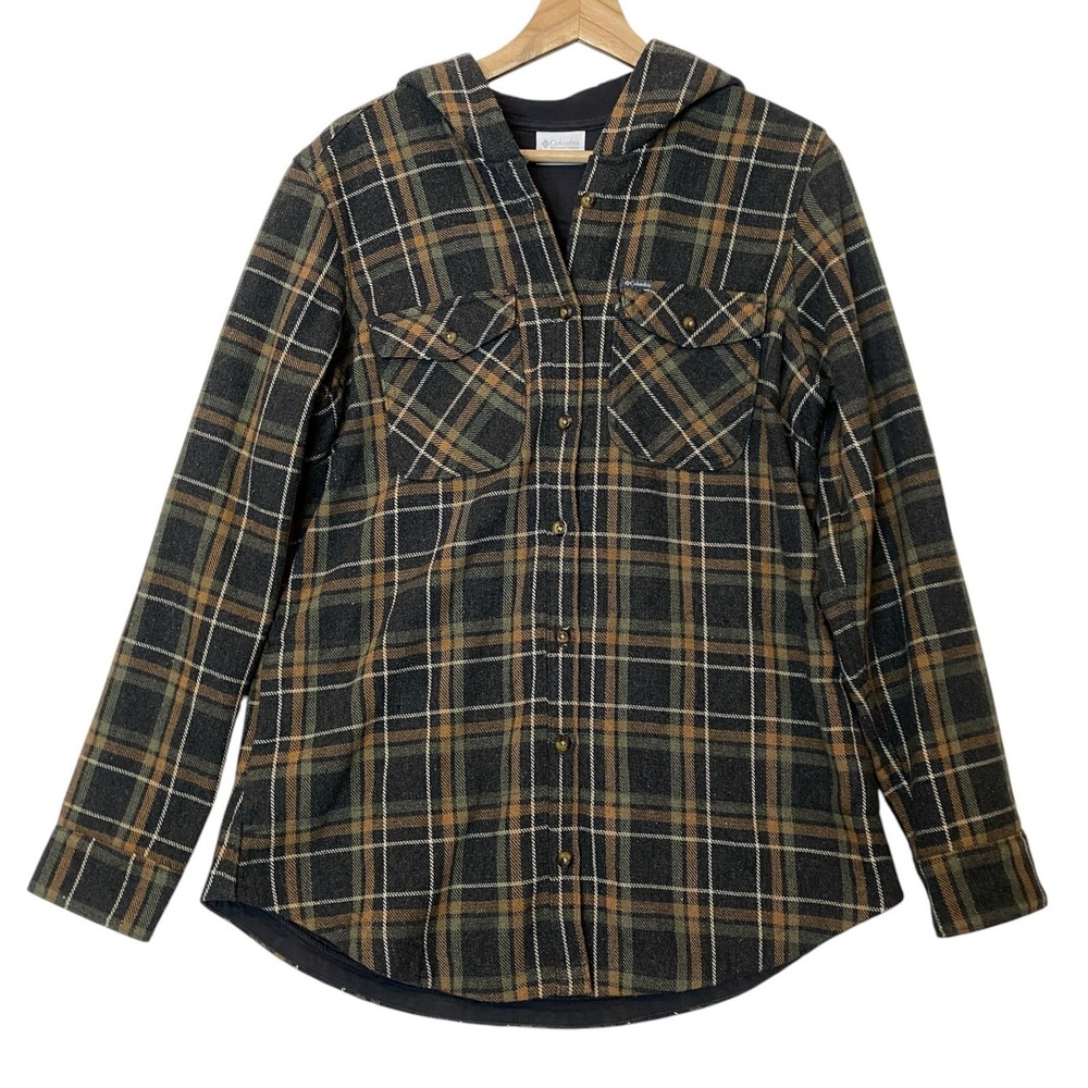 Columbia Flare Gun Stretch Flannel Hoodie Shacket Men's L Wool‎ Outdoor Gorpcore